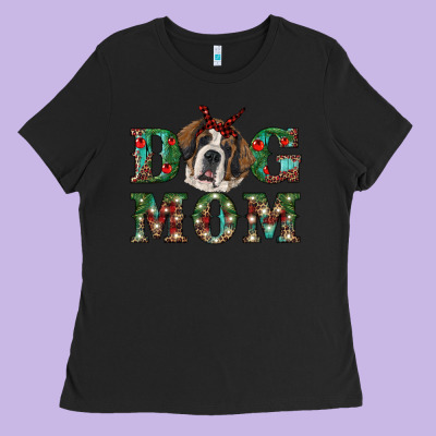 Christmas St. Bernard Dog Mom Ladies Tee Designed By Ranaportraitstore