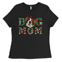 Black christmas st. bernard dog mom Ladies Tee - RanaPortraitStore