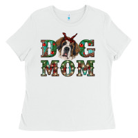 White christmas st. bernard dog mom Ladies Tee - RanaPortraitStore
