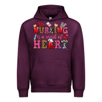 Mauve Wine nursing is a work of heart Urban Hoodie - OliviaCreatesArt