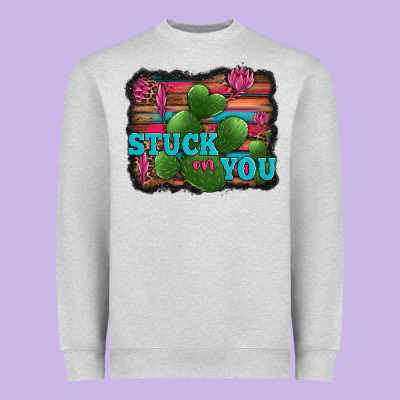 Stuck On You Heart Cactus Serape Leopard Background Heavyweight Sweatshirt Designed By Jasminsmagicworld