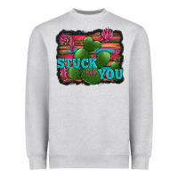 Heather Grey stuck on you heart cactus serape leopard background Heavyweight Sweatshirt - Jasminsmagicworld