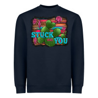 Navy stuck on you heart cactus serape leopard background Heavyweight Sweatshirt - Jasminsmagicworld