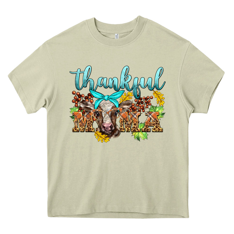 Thankful Mama Cow Heavy Core Tee by BarkalooDesign | Teevron