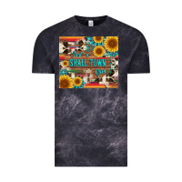 Cloud Black just a small town girl with gemstone sunflower serape and cowhide Vintage Tee - Artiststas