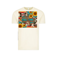 Just A Small Town Girl With Gemstone Sunflower Serape And Cowhide Vintage Tee | Teevron