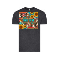 Vintage Black just a small town girl with gemstone sunflower serape and cowhide Vintage Tee - Artiststas
