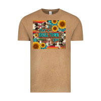 Vintage Camel just a small town girl with gemstone sunflower serape and cowhide Vintage Tee - Artiststas