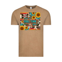 Vintage Coffee just a small town girl with gemstone sunflower serape and cowhide Vintage Tee - Artiststas