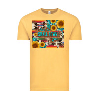 Vintage Mustard just a small town girl with gemstone sunflower serape and cowhide Vintage Tee - Artiststas