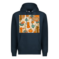 Navy Fall Pumpkins Premium Hoodie - texasbilliewilder