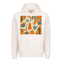 Pale Pink Fall Pumpkins Premium Hoodie - texasbilliewilder