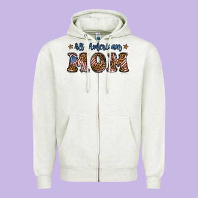 All American Mom Zipper Hoodie Designed By Bundleandbundleshop