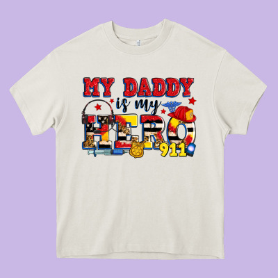 My Daddy Is My Hero Dispatcher Heavy Core Tee Designed By Zillion Design Studio