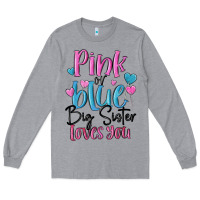 Heather Grey pink or blue big sister loves you Long Sleeve Tee - MaliasSmallBusiness