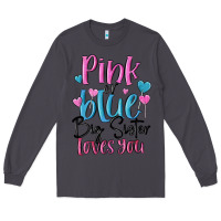 Smoke pink or blue big sister loves you Long Sleeve Tee - MaliasSmallBusiness