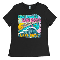 Boat Waves Sun Rays Lake Days Ladies Tee | Teevron