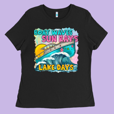 Boat Waves Sun Rays Lake Days Ladies Tee Designed By Texasbilliewilder