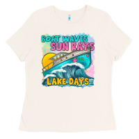 Bone boat waves sun rays lake days Ladies Tee - texasbilliewilder