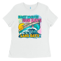 White boat waves sun rays lake days Ladies Tee - texasbilliewilder