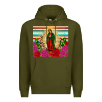 Army Green our lady of guadalupe cactus leopard Premium Hoodie - JahusDesignShop