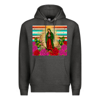 Charcoal Heather our lady of guadalupe cactus leopard Premium Hoodie - JahusDesignShop