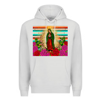 Dove Grey our lady of guadalupe cactus leopard Premium Hoodie - JahusDesignShop