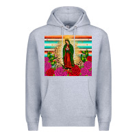 Heather Grey our lady of guadalupe cactus leopard Premium Hoodie - JahusDesignShop