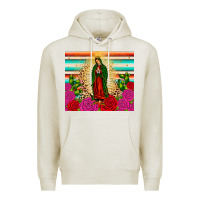 Oatmeal Heather our lady of guadalupe cactus leopard Premium Hoodie - JahusDesignShop