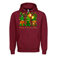 Burgundy happy st. patricks day with gnomies Zipper Hoodie - BundleAndBundleShop