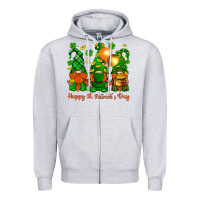 Heather Grey happy st. patricks day with gnomies Zipper Hoodie - BundleAndBundleShop