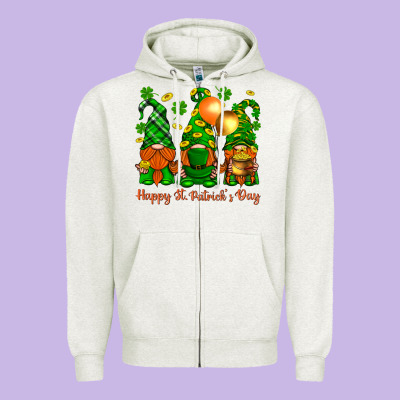 Happy St. Patricks Day With Gnomies Zipper Hoodie Designed By Bundleandbundleshop