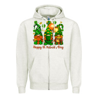 Oatmeal Heather happy st. patricks day with gnomies Zipper Hoodie - BundleAndBundleShop