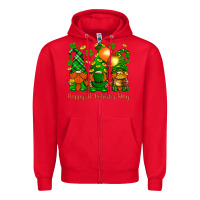 Red happy st. patricks day with gnomies Zipper Hoodie - BundleAndBundleShop