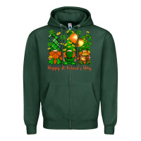 Sports Green happy st. patricks day with gnomies Zipper Hoodie - BundleAndBundleShop