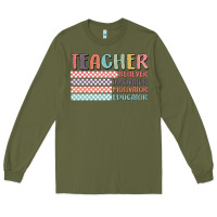 Army Green retro teacher Long Sleeve Tee - MaliasSmallBusiness