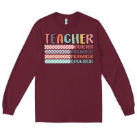 Burgundy retro teacher Long Sleeve Tee - MaliasSmallBusiness