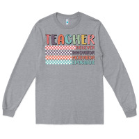 Heather Grey retro teacher Long Sleeve Tee - MaliasSmallBusiness