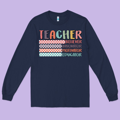 Retro Teacher Long Sleeve Tee Designed By Maliassmallbusiness