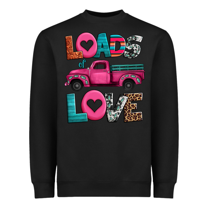 Loads Of Love Valentine's Day Truck Heavyweight Sweatshirt by Jasminsmagicworld | Teevron
