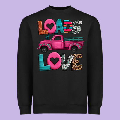 Loads Of Love Valentine's Day Truck Heavyweight Sweatshirt Designed By Jasminsmagicworld