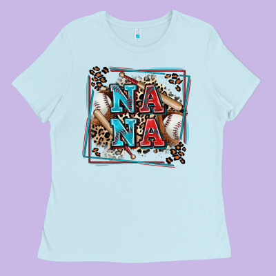 Baseball Nana With Leopard Ladies Tee Designed By Zillion Design Studio