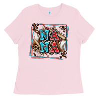 Bubblegum Pink baseball nana with leopard Ladies Tee - Zillion Design Studio