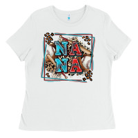 White baseball nana with leopard Ladies Tee - Zillion Design Studio