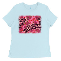 Baby Blue valentine's day roses leopard background Ladies Tee - JahusDesignShop