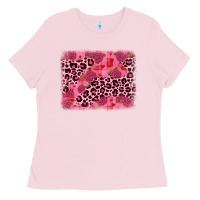 Bubblegum Pink valentine's day roses leopard background Ladies Tee - JahusDesignShop