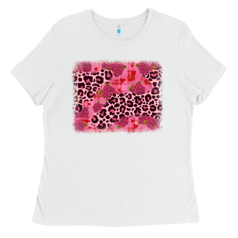 Valentine's Day Roses Leopard Background Ladies Tee by JahusDesignShop | Teevron