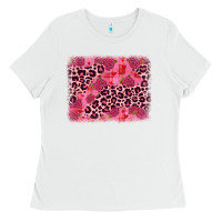 White valentine's day roses leopard background Ladies Tee - JahusDesignShop