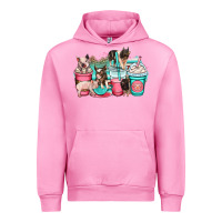 Fuchsia Pink pig coffee cups Urban Hoodie - OliviaCreatesArt