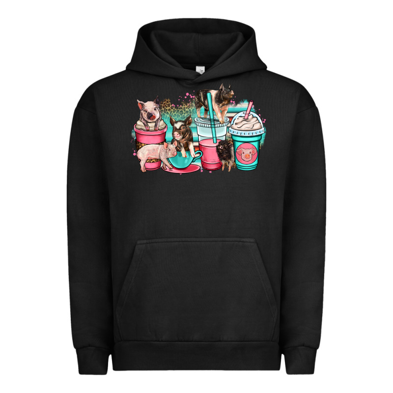 Pig Coffee Cups Urban Hoodie by OliviaCreatesArt | Teevron